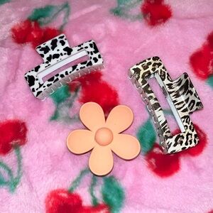 3pcs Animal Print Claw Clip Bundle! Leopard Print Cow Print Hair Clips Lot